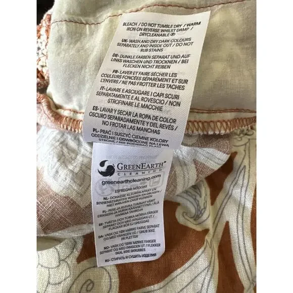 Boden Linen Shirred Waist Shorts Smocked Pull On Vine Coastal US Plus Size 16 18 - Picture 7 of 11